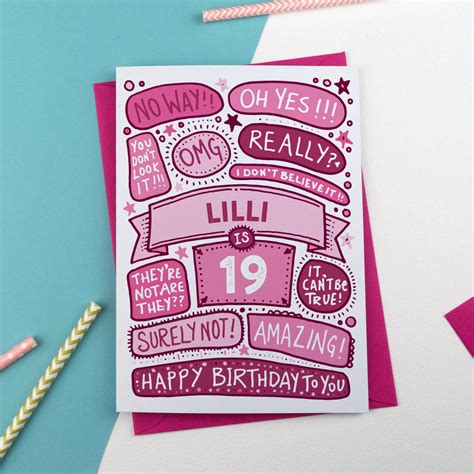 19th Omg Birthday Personalised Illustrated Card By A Is For Alphabet