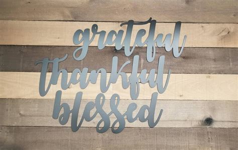 Grateful Thankful Blessed Metal Word Art Grateful Sign Etsy