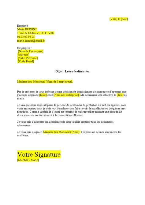 Lettre De Demission Apprentissage Cfa Dee Wodriguez Carta Exemplo Hot