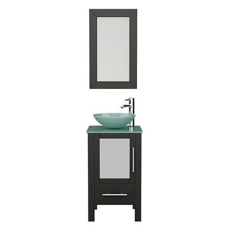 At vintage tub & bath we offer vessel sink vanities or bathroom sink cabinets to complete your bathroom. 18 inch Espresso Wood Cabinet Tempered Glass Vessel Sink Bathroom Vanity Set