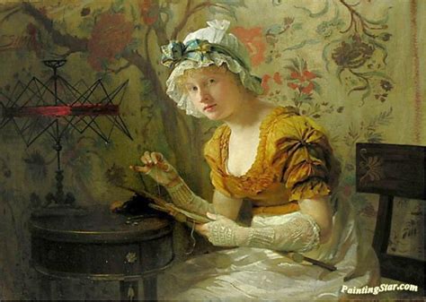 Woman Embroidering Artwork By Franz Xavier Simm Oil Painting And Art