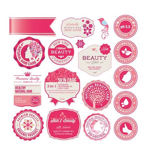 Pink Cosmetics Signs Cosmetic Labels Cosmetic Logo Healthy Natural
