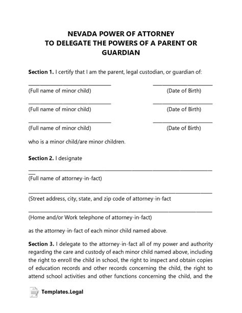 Nevada Power Of Attorney Templates Free Word Pdf And Odt