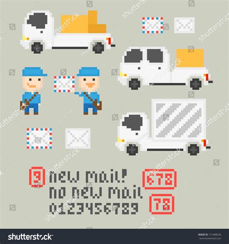 Pixel Art Icons With Mail Service Vector 121088230 Shutterstock