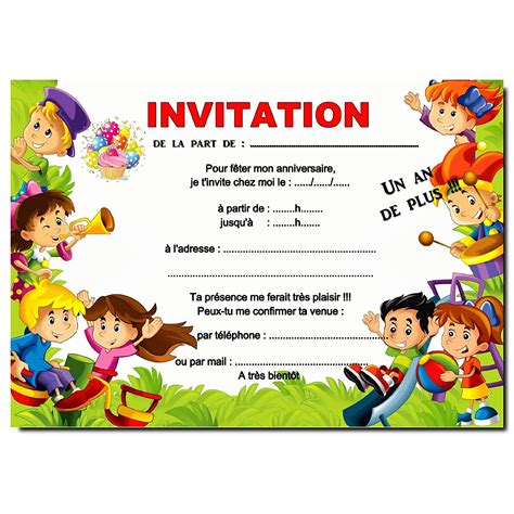 cartes invitation anniversaire enfant par avec enveloppes réf Amazon fr Produits Handmade