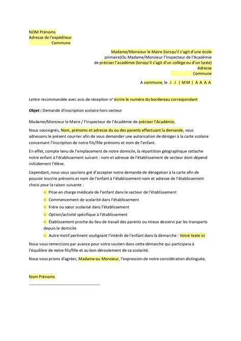 Mod Le Demande De D Rogation Scolaire