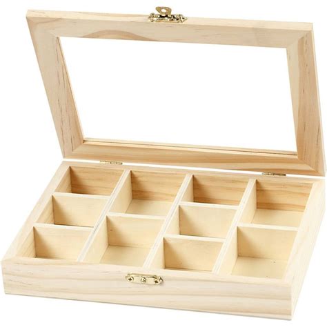 Wooden Compartment Box With Glass Lid The Mulberry Bush