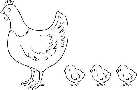 Hen And Chicks Coloring Page Free Clip Art