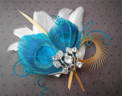 bridal feather fascinator peacock feather hair clip feather hair piece wedding hair accessory
