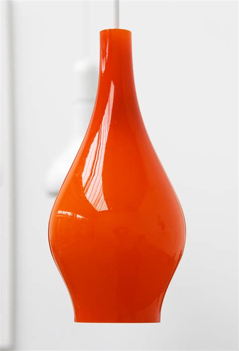 Orange Cased Glass Ceiling Lamp Shade Teardrop 3 1960 S Retro Holmegaard Ebay