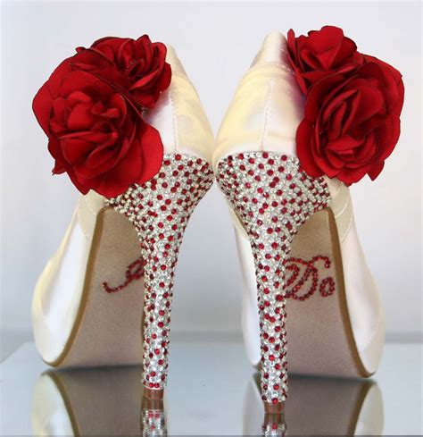 These Red Rhinestone Custom Wedding Shoes By Ellie Wren