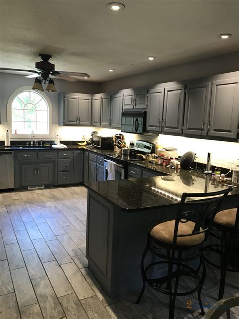 Kitchen Cabinets Painted Serious Gray in Millers Creek Neighborhood in Fuquay-Varina, NC