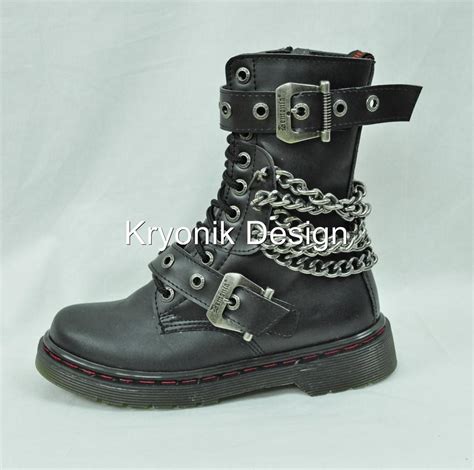 demonia disorder 204 goth gothic punk biker boots with chains men s 4 14 ebay
