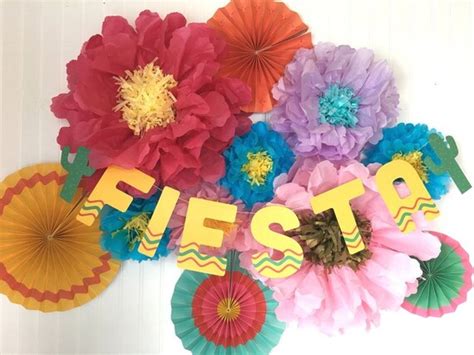 Mexican Fiesta Flowers Decorations Fiesta Banner Party Cinco Etsy