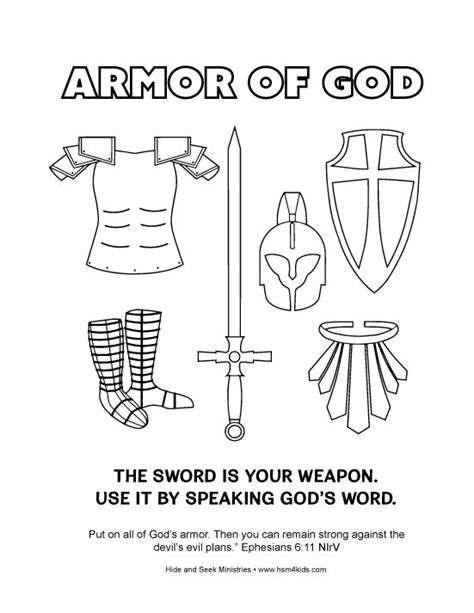 Activities For Armor Of God For Coloring Sheets Printable Armor Of