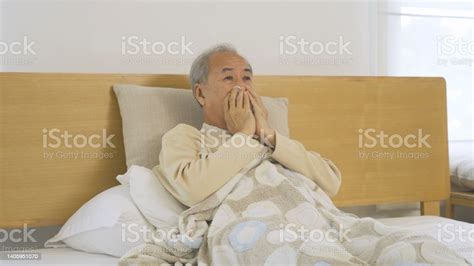 Old Elderly Senior Man Sick Asian Person Coughing In Medical Treatment