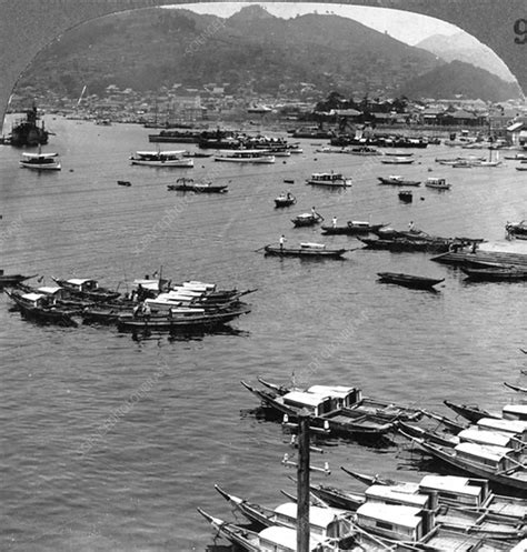 Looking North Over Vessels Port Of Nagasaki Japan 1904 Stock Image