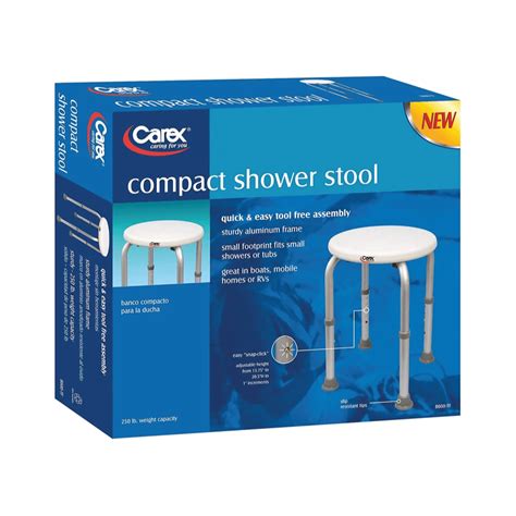Carex Compact Round Shower Stool For Small Bathrooms
