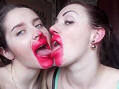 Russian Girls Lipstick Kissing 1 PornZog Free Porn Clips
