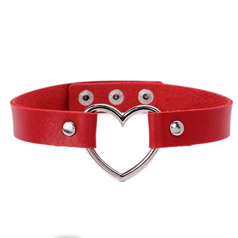 Buy Women Cute Collar Pu Leather Heart Stud Choker Clear Transparent