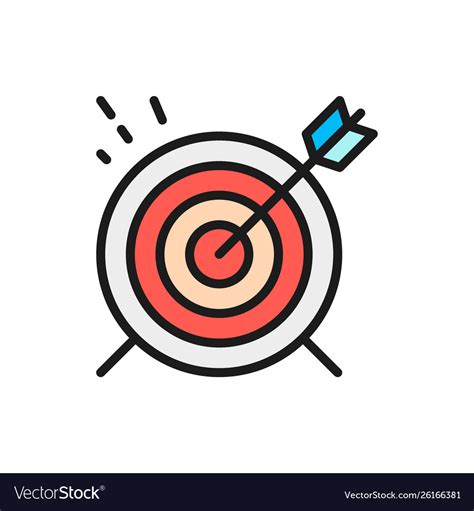 Target Goal Flat Color Line Icon Royalty Free Vector Image