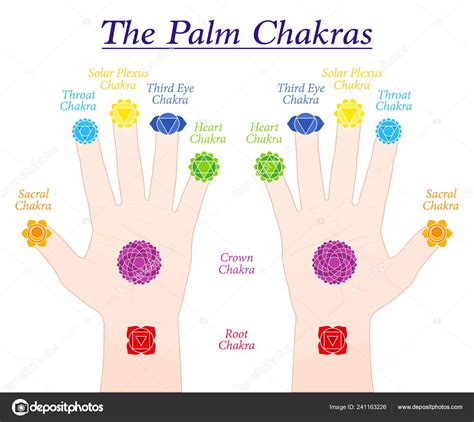 Palm Chakras Symbols Names Main Chakras Corresponding Parts Both Hands Stock Vector Image By