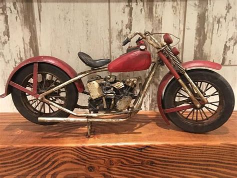 Vintage Motorcycle Scale Replica Steel Motorcycle Sculpture Etsy