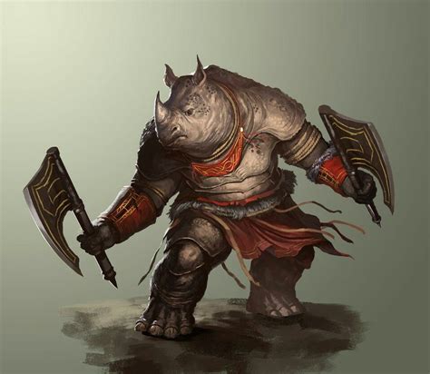 Rhino Tribesman Fantasy Character Design Concept Art Characters