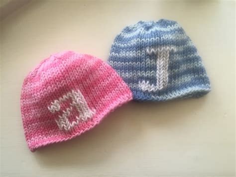 Hand Knit Infant Letter Hat In 100 Cotton