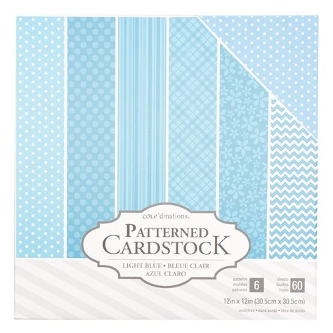Coredinations 12 X 12 Patterned Cardstock 60 Pack Light Blue