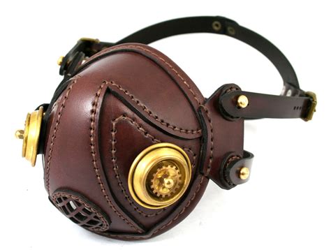 STEAMPUNK LEATHER MASK Brown Leather Brass Filters By MannAndCo