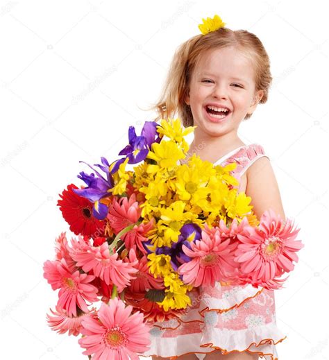 Happy Child Holding Flowers — Stock Photo © Poznyakov 5737745