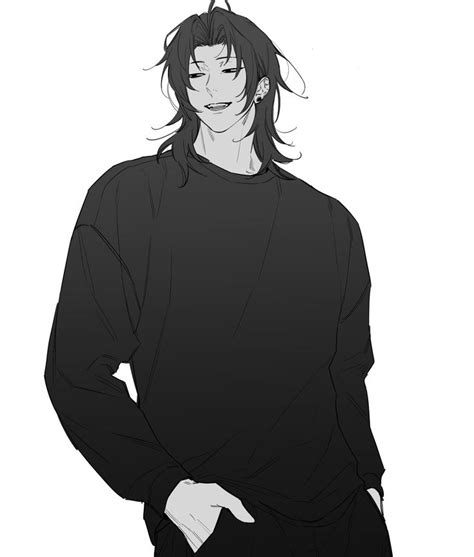 an anime character with long hair and black clothes