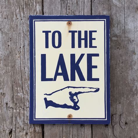To The Lake Directional Sign Handmade Vintage Lake House Sign