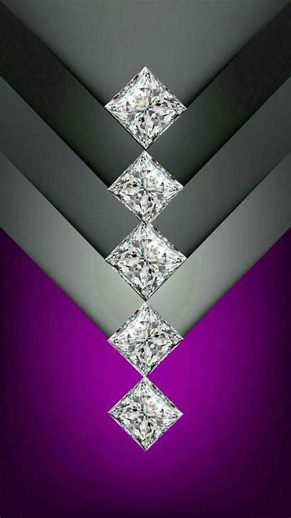 Purple Diamond Diamonds Bling Grey Phone Chevron