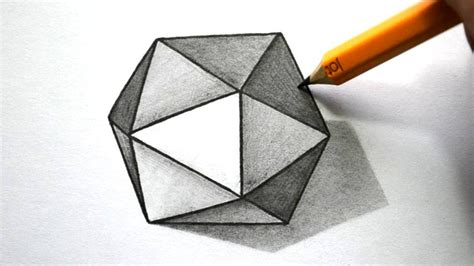 How To Draw A 3d Hexagon Illusion Drawings 3d Drawings Geometric