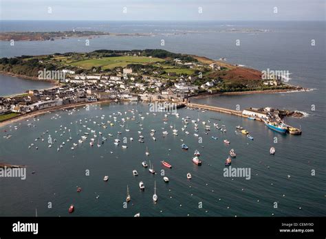 Aerial View Of Hugh Town On St Marys Scilly Isles Stock Photo