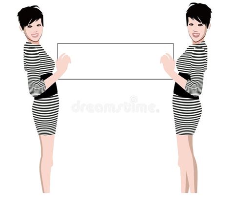 Two Women Holding Up Blank Sign Stock Illustrations 7 Two Women Holding Up Blank Sign Stock