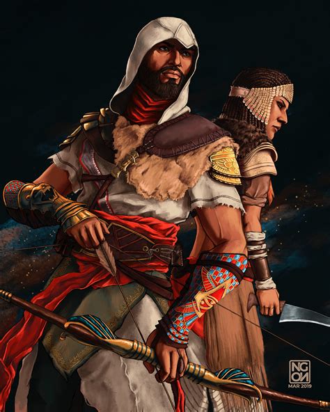 Assassins Creed Origins Fan Art The Hidden Ones Bayek And Amunet By Ngenoart Assassins