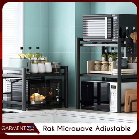 Jual Rak Microwave Oven Adjustable Susun Tempat Penyimpanan Bumbu Alat