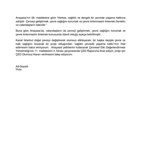 Birliğimiz yönetim kurulu başkanı sayın başaran ulusoy tarafından t.c. İşte Kanal İstanbul'a itiraz dilekçesinin ayrıntılı örneği ...