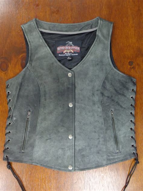 Ladies Leather Vest Tombstone Gray Arizona Biker Leathers Llc