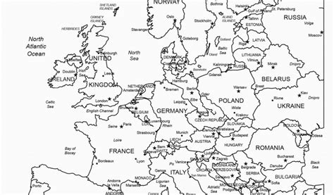 Black And White Political Map Of Europe Map Of The World With Country