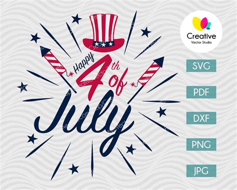 Happy 4th of July SVG Cut File Image | Creative Vector Studio