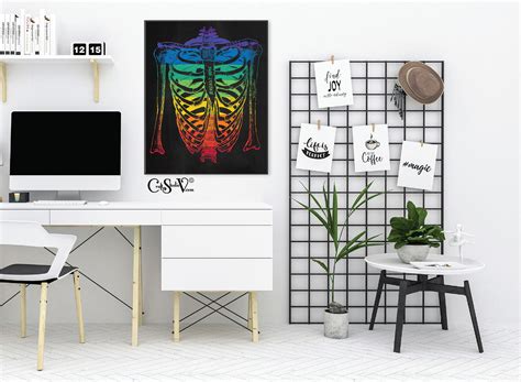 Rib Cage Anatomy Art Prints Rainbow Anatomy Poster Printable Etsy