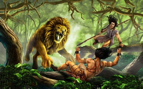 Man Fighting With A Lion Lion Woman And Man Painting Artistic