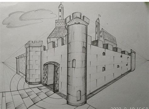 Pencil Castle Perspective Art Perspective Drawing Architecture 2