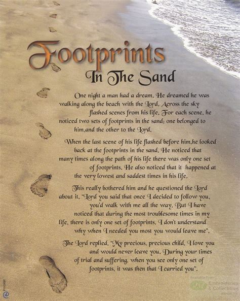 Footprints In The Sand Religious Print 10 X 8 200mm X 250mm