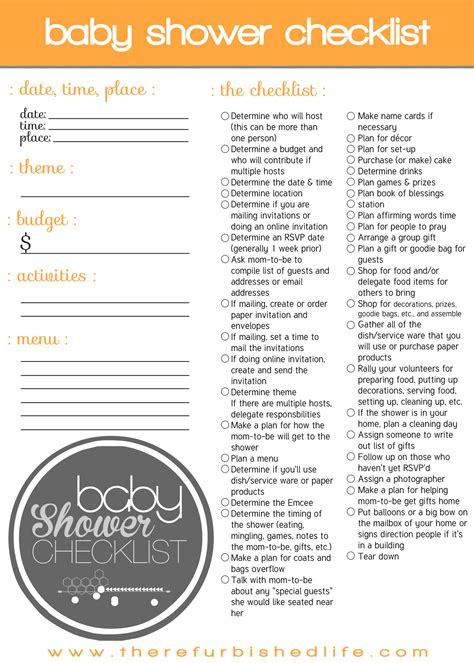 Complete Baby Shower Checklist Free Printable Baby Shower Planner