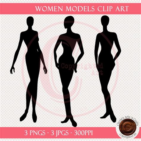 Women Models Clip Art Clip Art Silhouettes Models Graphics Etsy